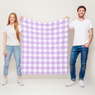 Cute Light Purple Plaid Simple Classic  Fleece Blanket