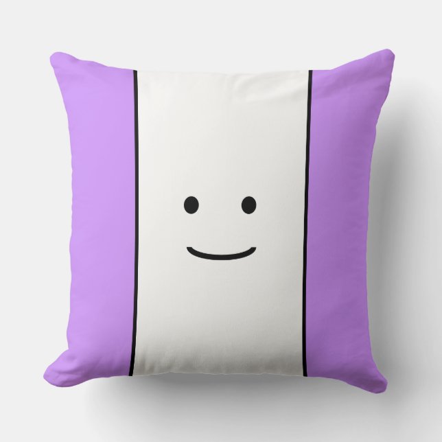 Cute Light Purple White Stripes Little Smile Face Throw Pillow (Front)