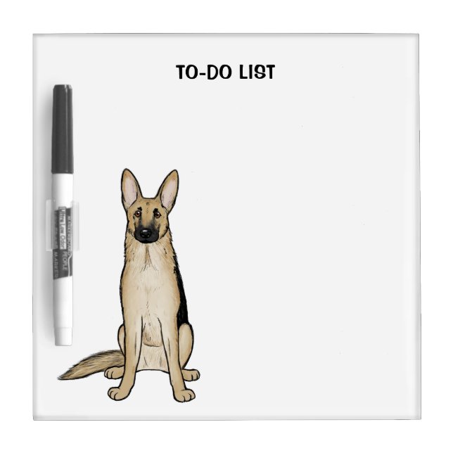Cute Light Tan and Black German Shepherd Dog Dry Erase Board (Front)