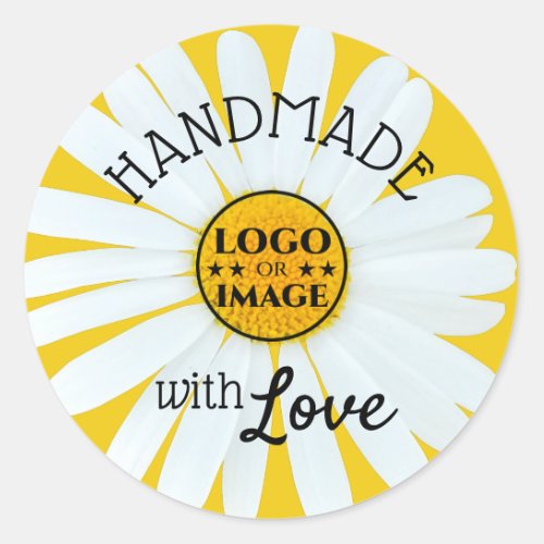 Cute Light Yellow Daisy Flower Made with Love Classic Round Sticker