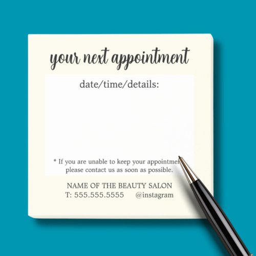 Cute Light Yellow Handwritten Appointment Remind Post-it Notes