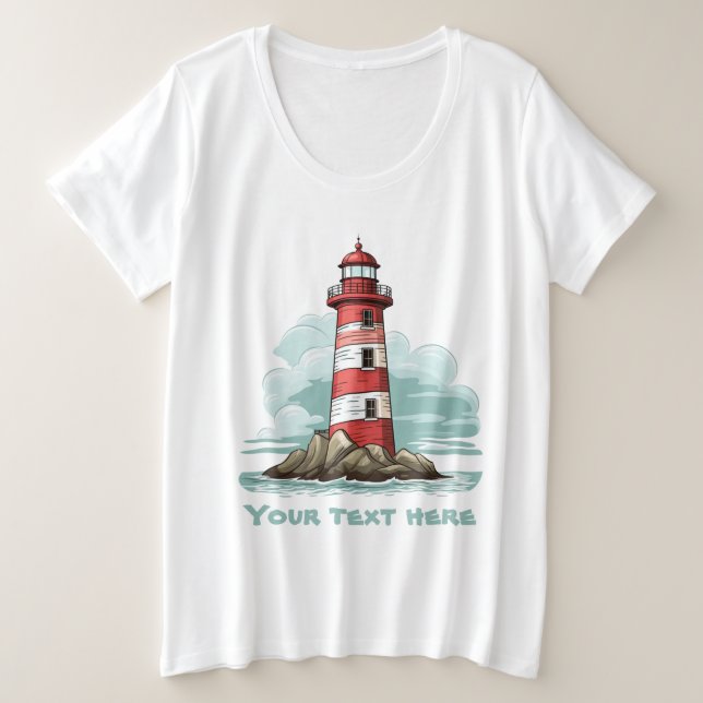 Cute lighthouse add text  plus size T-Shirt (Design Front)