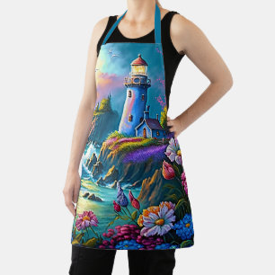 Cute lighthouse lovers beach house apron