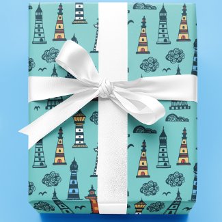 Cute Lighthouse Pattern | Light Blue