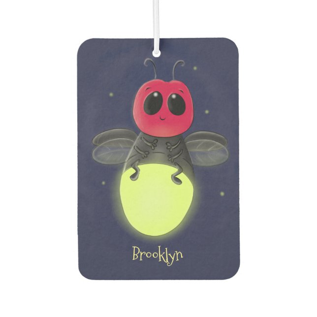 Cute lightning bug firefly cartoon illustration  air freshener (Front)