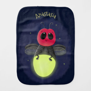 Cute lightning bug firefly cartoon illustration baby burp cloth