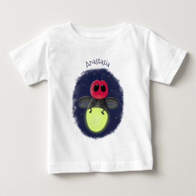 Cute lightning bug firefly cartoon illustration baby T-Shirt (Front)