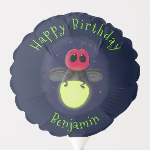 Cute lightning bug firefly cartoon illustration balloon