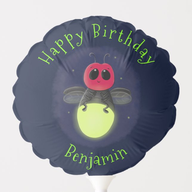 Cute lightning bug firefly cartoon illustration balloon (Front)