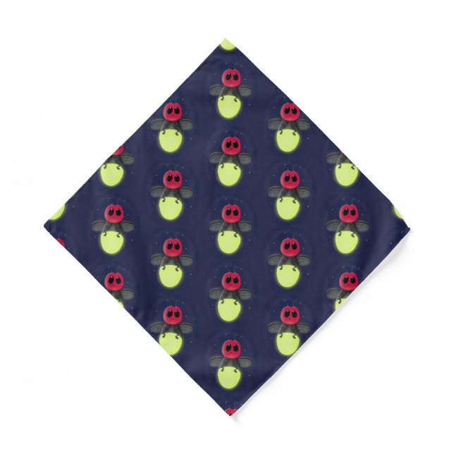 Cute lightning bug firefly cartoon illustration  bandana (Front)