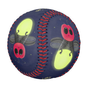 Cute lightning bug firefly cartoon illustration baseball