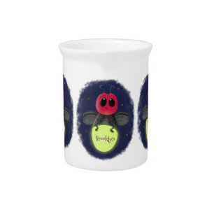 Cute lightning bug firefly cartoon illustration beverage pitcher