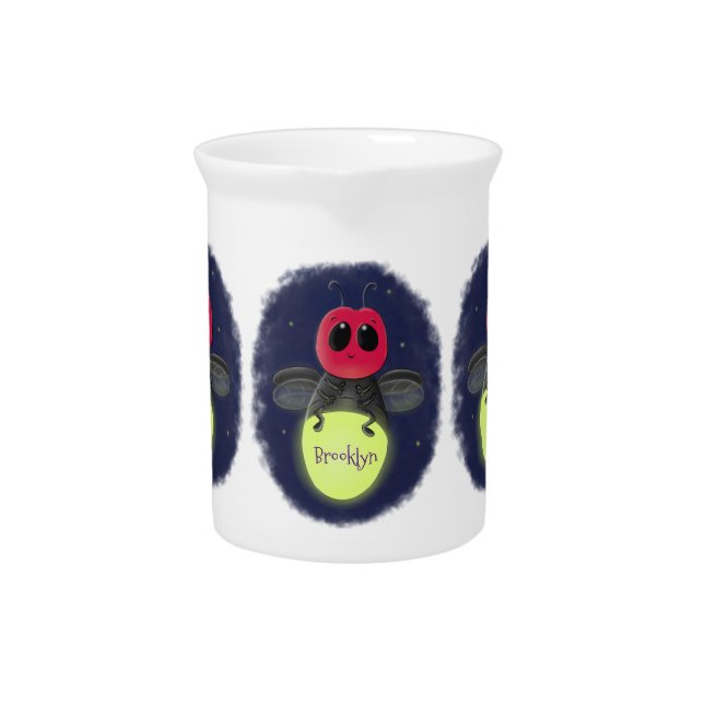 Cute lightning bug firefly cartoon illustration beverage pitcher (Front)