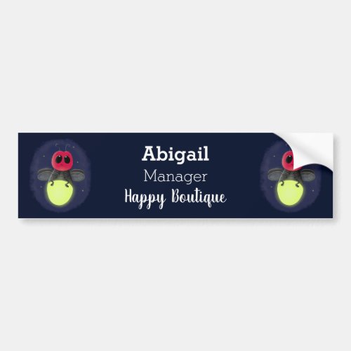 Cute lightning bug firefly cartoon illustration  bumper sticker