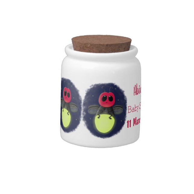 Cute lightning bug firefly cartoon illustration candy jar (Left)