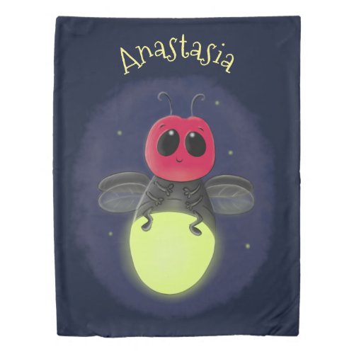 Cute lightning bug firefly cartoon illustration duvet cover