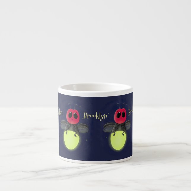 Cute lightning bug firefly cartoon illustration espresso cup (Front)