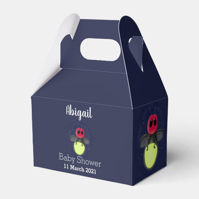 Cute lightning bug firefly cartoon illustration favor boxes (Front Side)