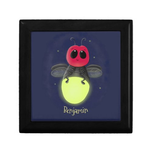 Cute lightning bug firefly cartoon illustration gift box