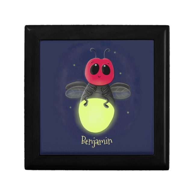 Cute lightning bug firefly cartoon illustration gift box (Front)