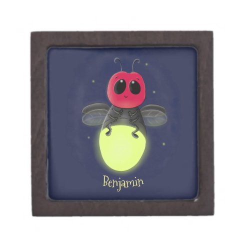 Cute lightning bug firefly cartoon illustration gift box
