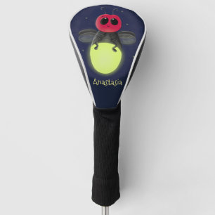 Cute lightning bug firefly cartoon illustration golf head cover