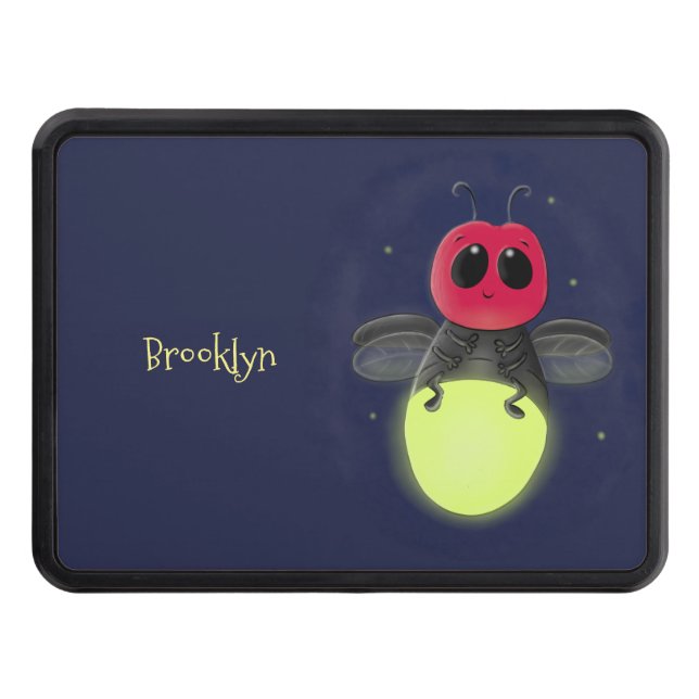 Cute lightning bug firefly cartoon illustration hitch cover (Front)