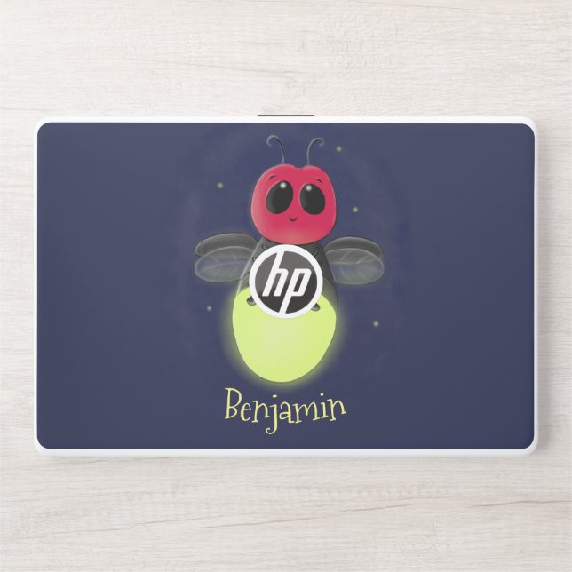 Cute lightning bug firefly cartoon illustration HP laptop skin (Front)