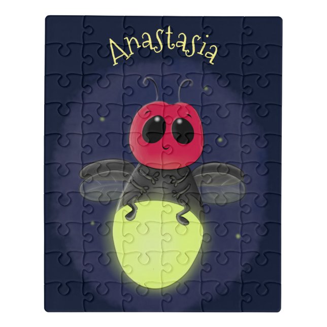 Cute lightning bug firefly cartoon illustration jigsaw puzzle (Puzzle Vertical)
