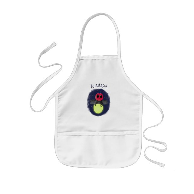 Cute lightning bug firefly cartoon illustration kids' apron (Front)