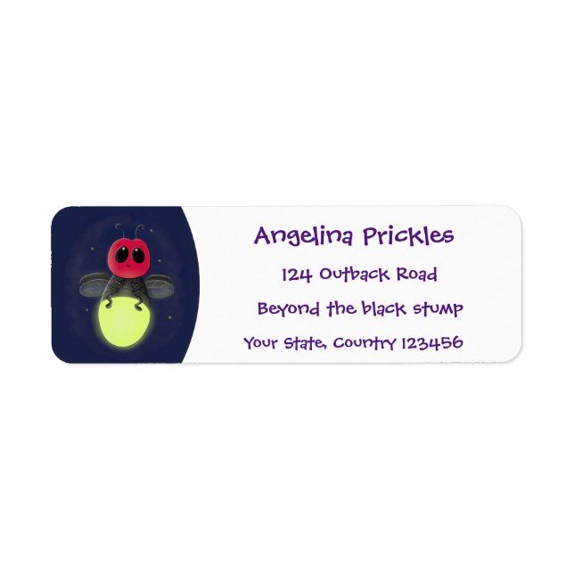 Cute lightning bug firefly cartoon illustration label (Front)