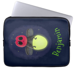 Cute lightning bug firefly cartoon illustration laptop sleeve