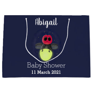 Cute lightning bug firefly cartoon illustration large gift bag