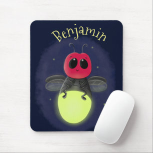 Cute lightning bug firefly cartoon illustration mouse pad
