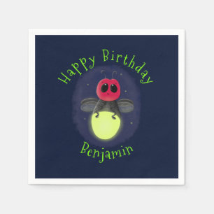 Cute lightning bug firefly cartoon illustration napkins
