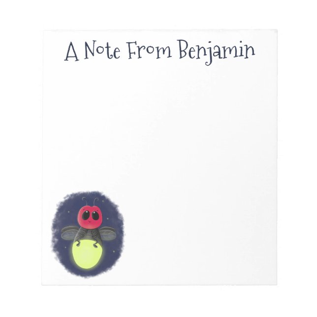 Cute lightning bug firefly cartoon illustration notepad (Front)