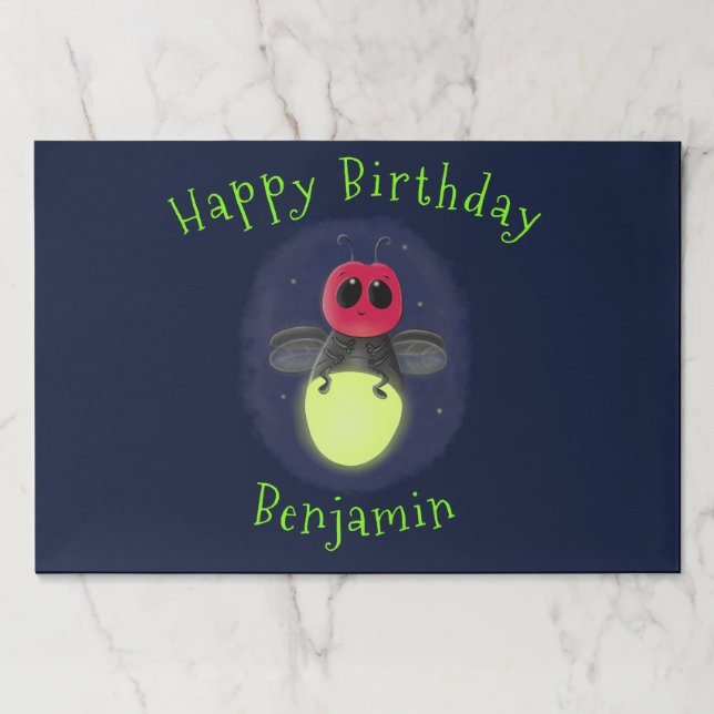Cute lightning bug firefly cartoon illustration paper pad (Front)