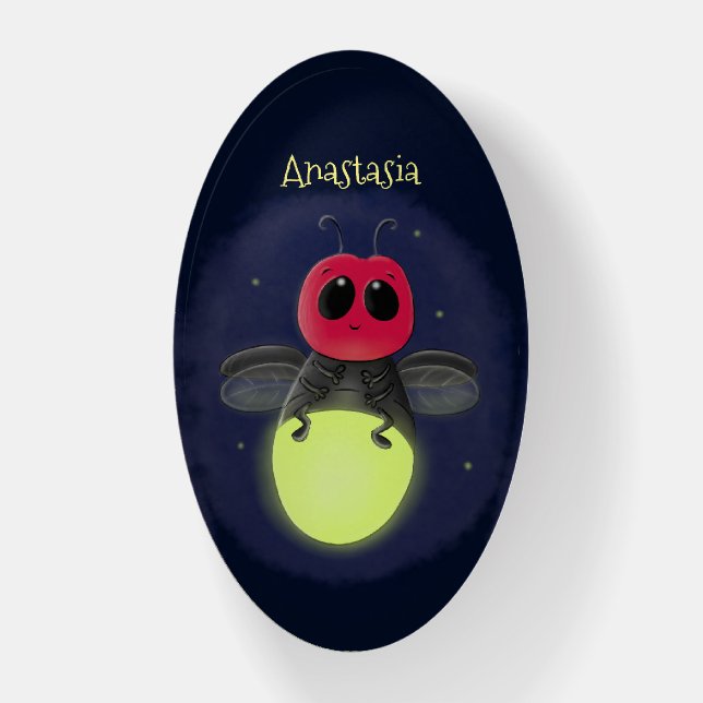 Cute lightning bug firefly cartoon illustration paperweight (Vertical)