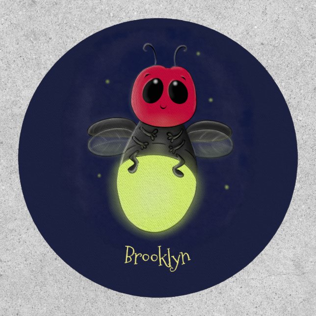 Cute lightning bug firefly cartoon illustration patch (Front)