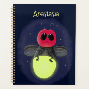 Cute lightning bug firefly cartoon illustration planner