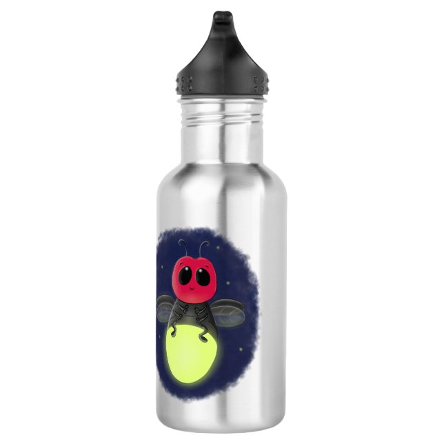 Cute lightning bug firefly cartoon illustration stainless steel water bottle (Right)