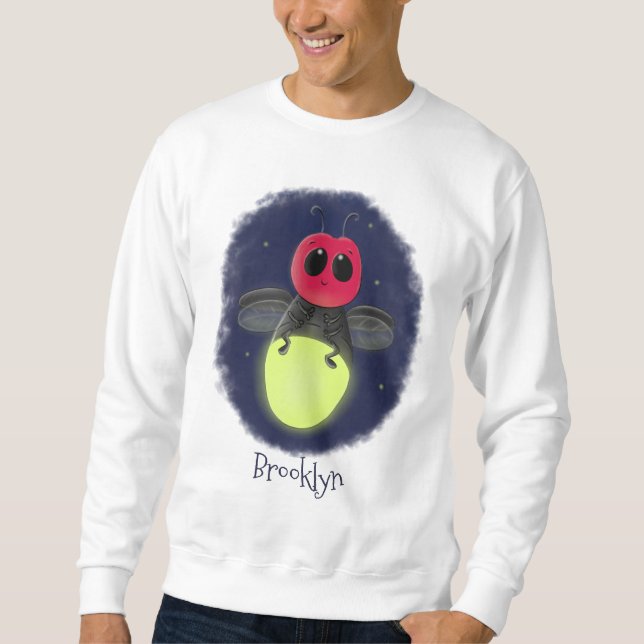 Cute lightning bug firefly cartoon illustration sweatshirt (Front)