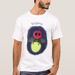 Cute lightning bug firefly cartoon illustration T-Shirt