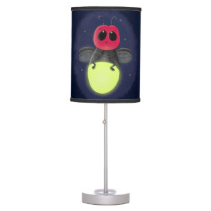 Cute lightning bug firefly cartoon illustration table lamp
