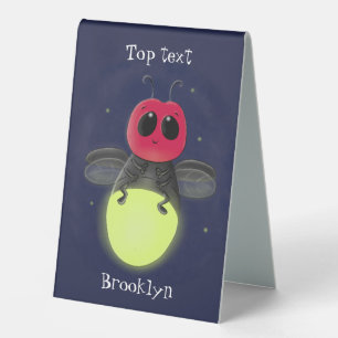 Cute lightning bug firefly cartoon illustration table tent