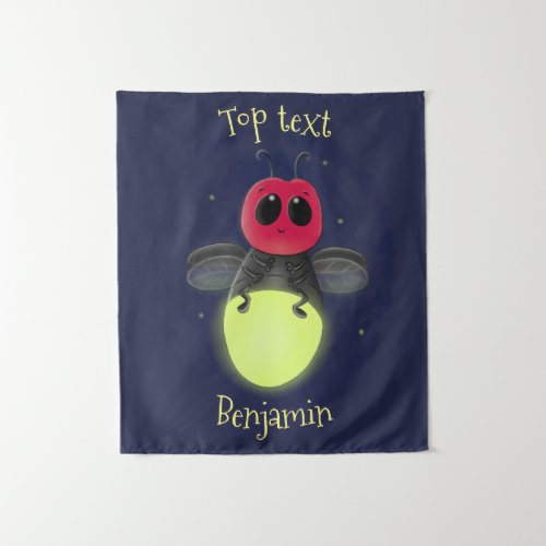 Cute lightning bug firefly cartoon illustration  tapestry