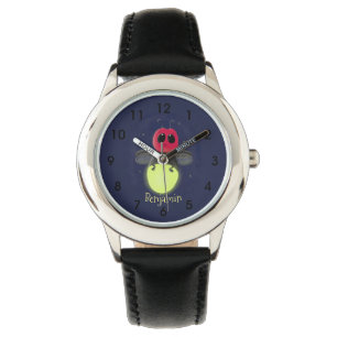 Cute lightning bug firefly cartoon illustration watch