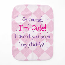 Cute Like Daddy on Light Pink Argyle Baby Burp Cloth Cute Like Daddy on Light Pink Argyle Baby Burp Cloth