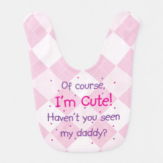 Cute Like Daddy on Light Pink Argyle Bib