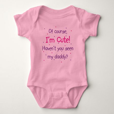 Cute Like Daddy Pink Baby Bodysuit
